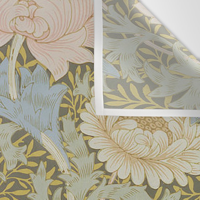 William Morris Vintage Chrysanthemum Pastel Pink Gold Blue 1876  Wall Tapestry Gallery Image 3