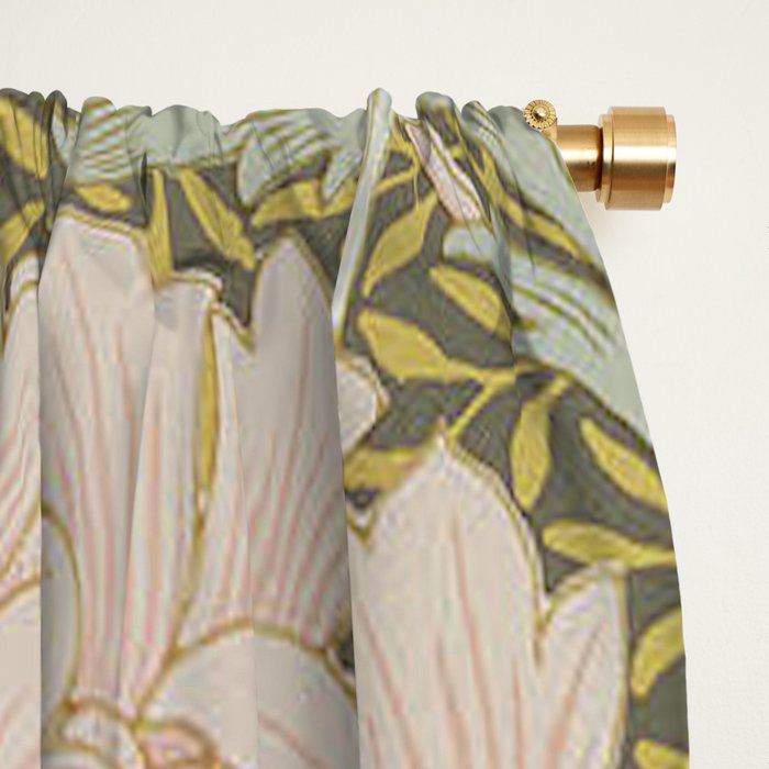 William Morris Vintage Chrysanthemum Pastel Pink Gold Blue 1876  Window Curtain Gallery Image 2