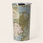 William Morris Vintage Chrysanthemum Pastel Pink Gold Blue 1876  Travel Mug Gallery Image 1