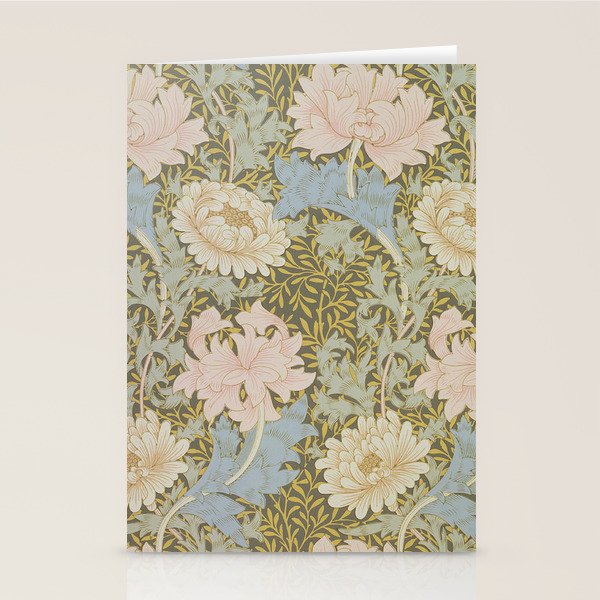 William Morris Vintage Chrysanthemum Pastel Pink Gold Blue 1876  Stationery Card Gallery Image 2