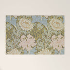 William Morris Vintage Chrysanthemum Pastel Pink Gold Blue 1876  Welcome Mat Gallery Image 1