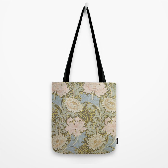 William Morris Vintage Chrysanthemum Pastel Pink Gold Blue 1876  Tote Bag Gallery Image 2