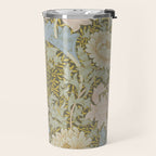 William Morris Vintage Chrysanthemum Pastel Pink Gold Blue 1876  Travel Mug Gallery Image 2