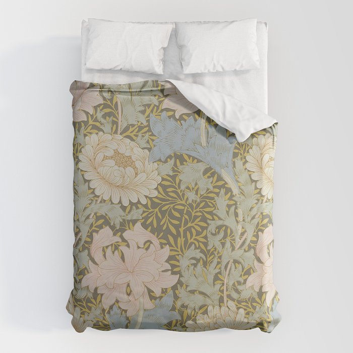 William Morris Vintage Chrysanthemum Pastel Pink Gold Blue 1876  Duvet Cover Gallery Image 6