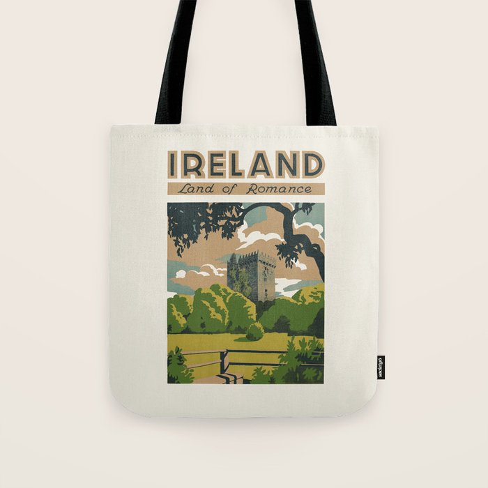 Ireland Land of Romance Vintage Travel Poster, 1930s Tote Bag Gallery Image 1