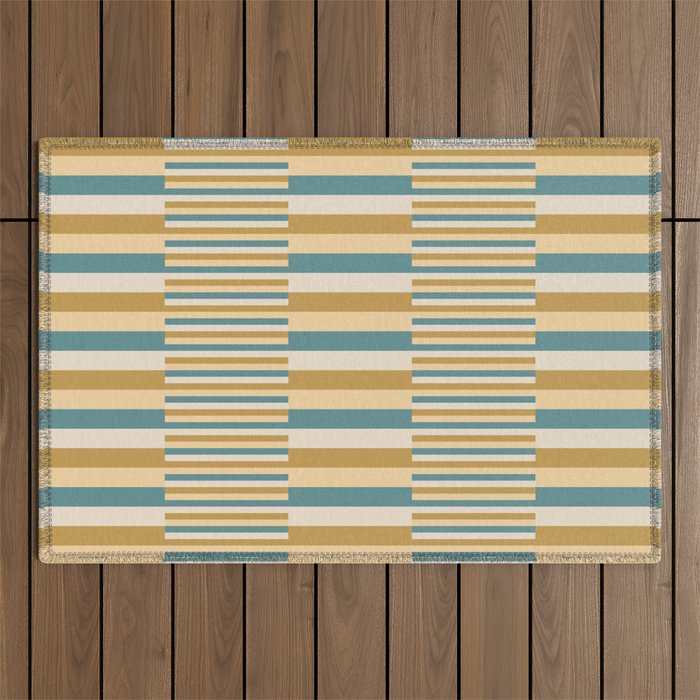 Mixed Stripes Pattern XVII Retro Nautical Outdoor Rug Gallery Image 1