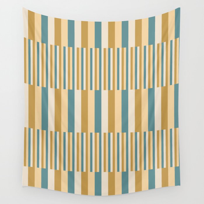Mixed Stripes Pattern XVII Retro Nautical Wall Tapestry Gallery Image 4