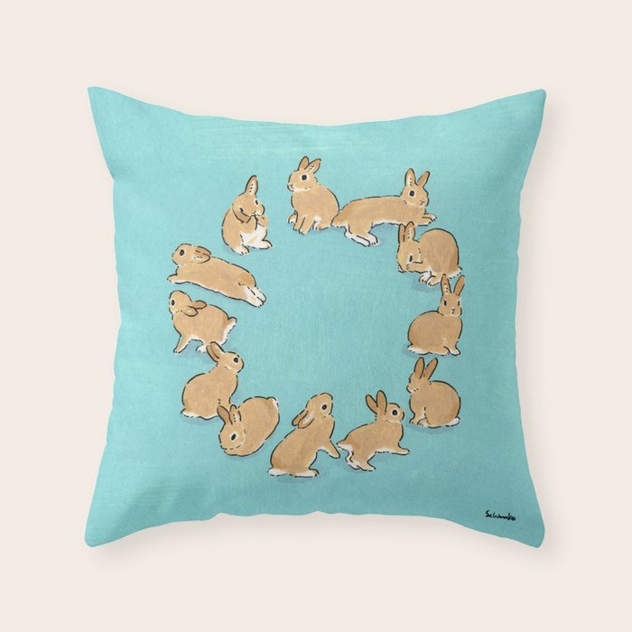 12 rabbits Throw Pillow Gallery Image 6