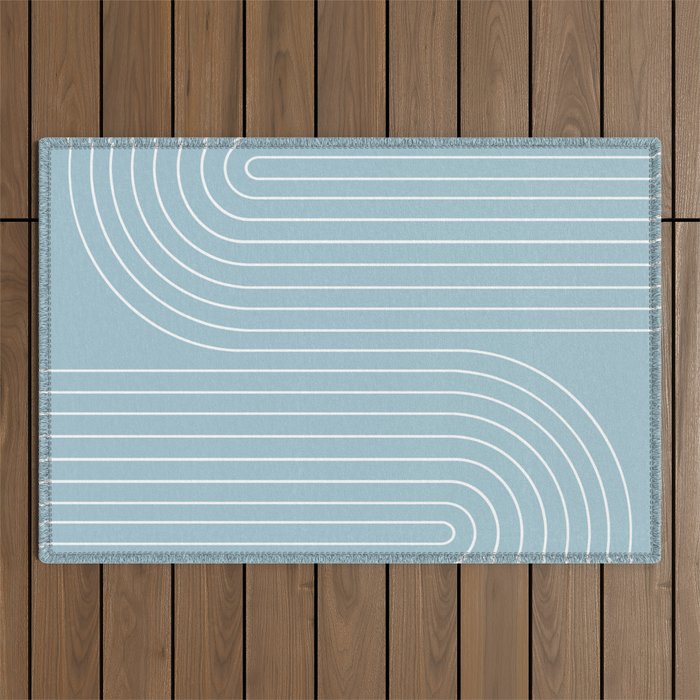 Minimal Line Curvature XCVII Sky Blue Outdoor Rug Gallery Image 1