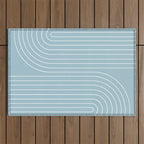 Minimal Line Curvature XCVII Sky Blue Outdoor Rug Gallery Image 1