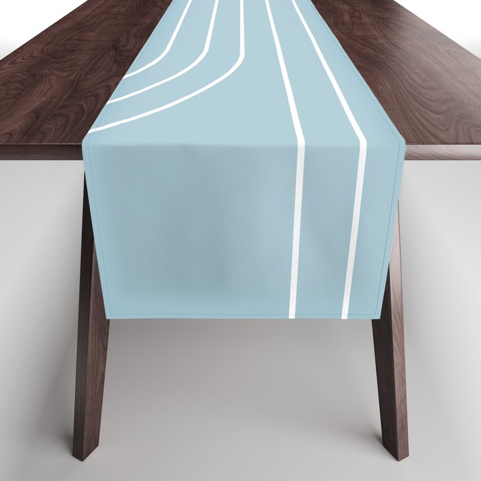 Minimal Line Curvature XCVII Sky Blue Table Runner Gallery Image 1