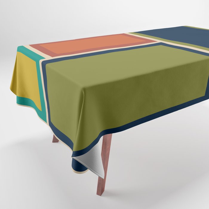Modular Midcentury Modern Geometric Pattern in Retro Mid Mod Colors Tablecloth Gallery Image 1