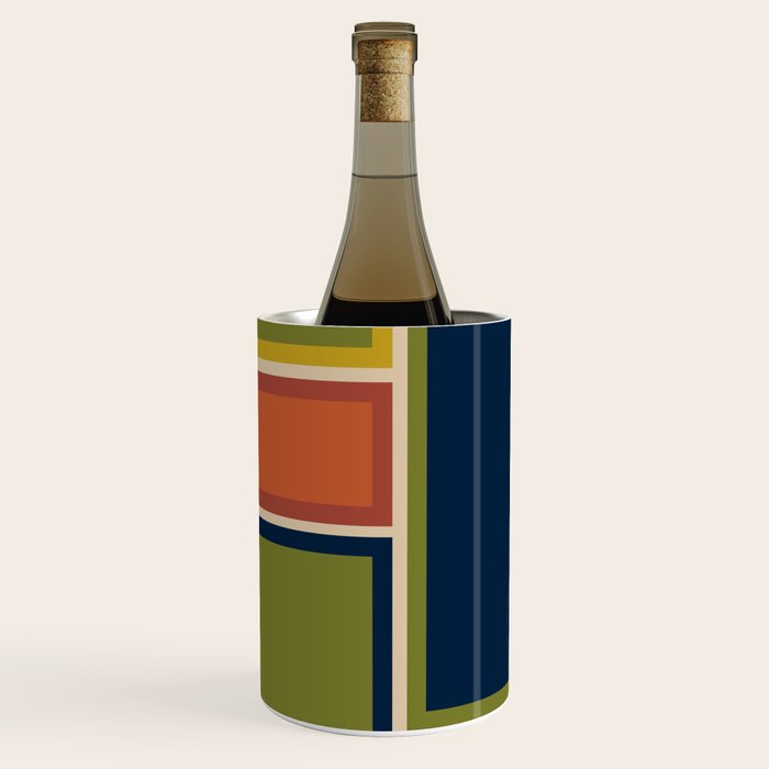 Modular Midcentury Modern Geometric Pattern in Retro Mid Mod Colors Wine Chiller Gallery Image 1