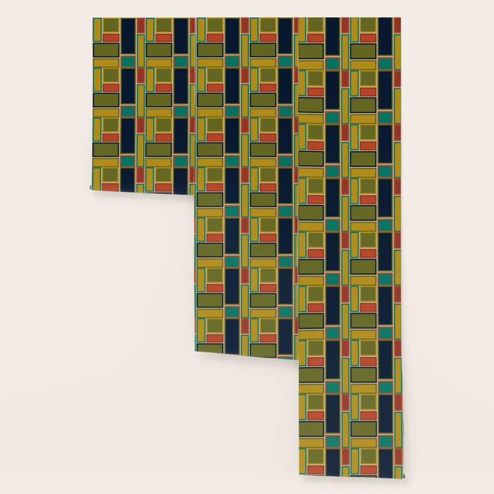 Modular Midcentury Modern Geometric Pattern in Retro Mid Mod Colors Wallpaper Gallery Image 3