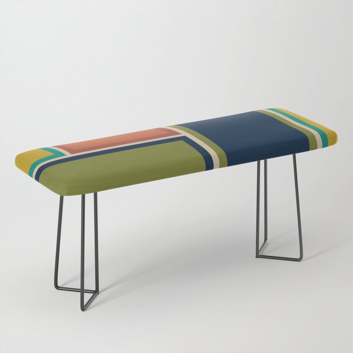 Modular Midcentury Modern Geometric Pattern in Retro Mid Mod Colors Bench Gallery Image 1