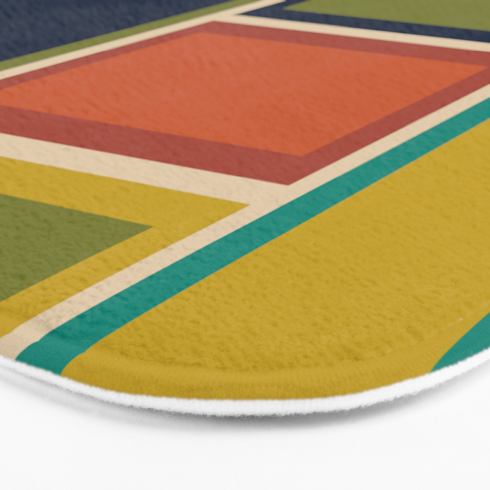 Modular Midcentury Modern Geometric Pattern in Retro Mid Mod Colors Bath Mat Gallery Image 3