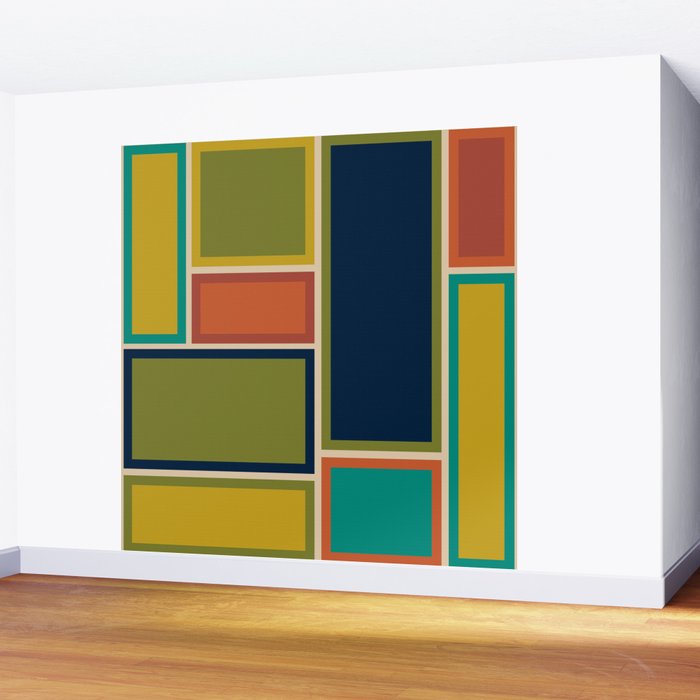 Modular Midcentury Modern Geometric Pattern in Retro Mid Mod Colors Wall Mural Gallery Image 2