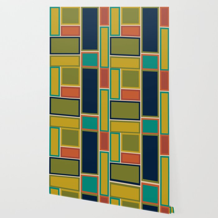 Modular Midcentury Modern Geometric Pattern in Retro Mid Mod Colors Wallpaper Gallery Image 2