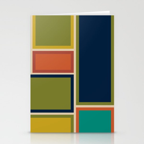 Modular Midcentury Modern Geometric Pattern in Retro Mid Mod Colors Stationery Card Gallery Image 2