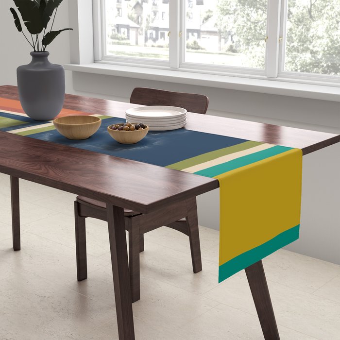 Modular Midcentury Modern Geometric Pattern in Retro Mid Mod Colors Table Runner Gallery Image 2