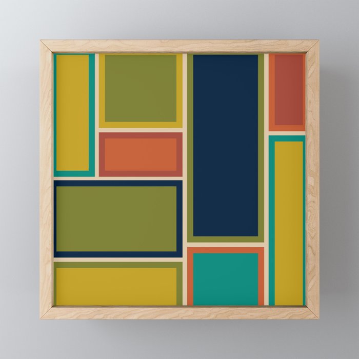 Modular Midcentury Modern Geometric Pattern in Retro Mid Mod Colors Mini Art Print Gallery Image 1