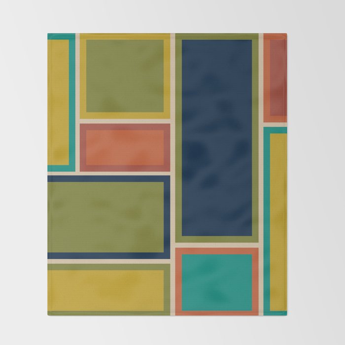 Modular Midcentury Modern Geometric Pattern in Retro Mid Mod Colors Throw Blanket Gallery Image 2