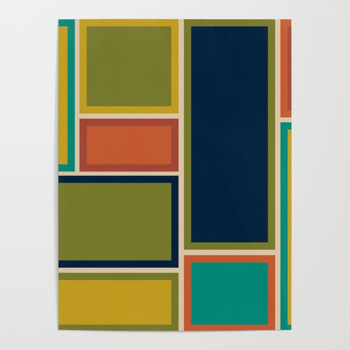 Modular Midcentury Modern Geometric Pattern in Retro Mid Mod Colors Poster Gallery Image 4