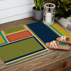 Modular Midcentury Modern Geometric Pattern in Retro Mid Mod Colors Outdoor Rug Gallery Image 2