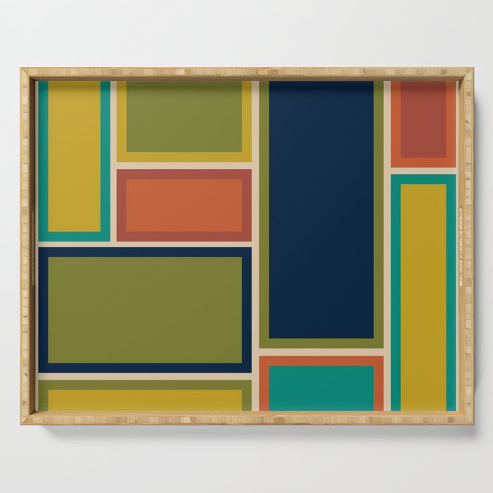 Modular Midcentury Modern Geometric Pattern in Retro Mid Mod Colors Serving Tray Gallery Image 1