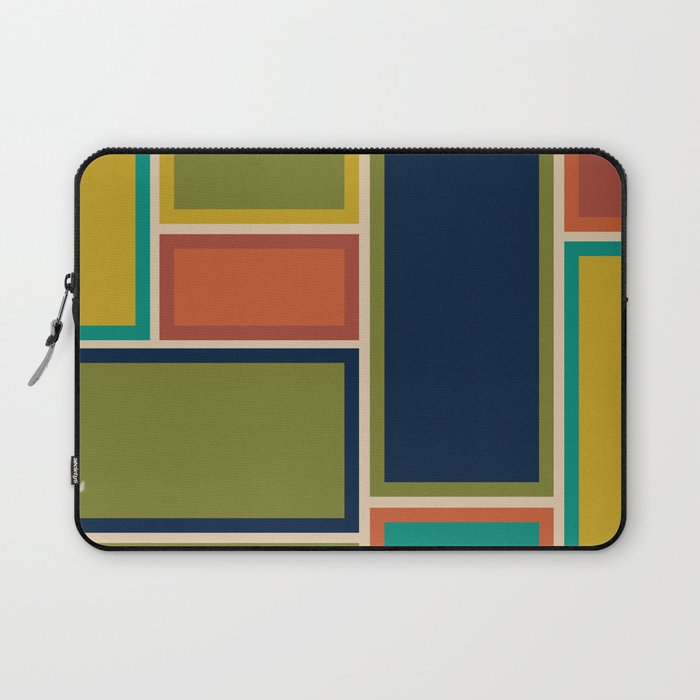 Modular Midcentury Modern Geometric Pattern in Retro Mid Mod Colors Laptop Sleeve Gallery Image 1