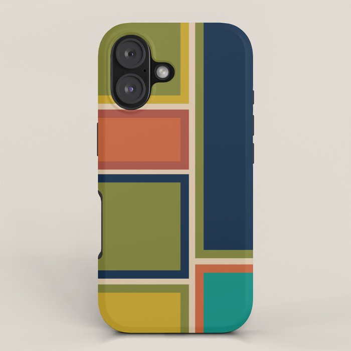 Modular Midcentury Modern Geometric Pattern in Retro Mid Mod Colors iPhone Case Gallery Image 1