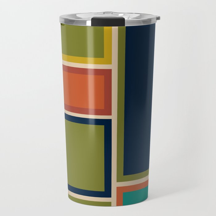 Modular Midcentury Modern Geometric Pattern in Retro Mid Mod Colors Travel Mug Gallery Image 1