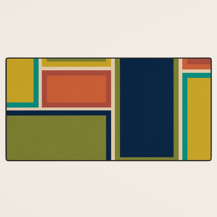 Modular Midcentury Modern Geometric Pattern in Retro Mid Mod Colors Desk Mat Gallery Image 3