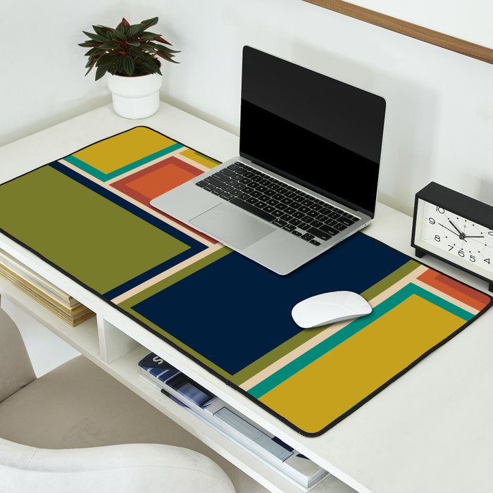 Modular Midcentury Modern Geometric Pattern in Retro Mid Mod Colors Desk Mat Gallery Image 2
