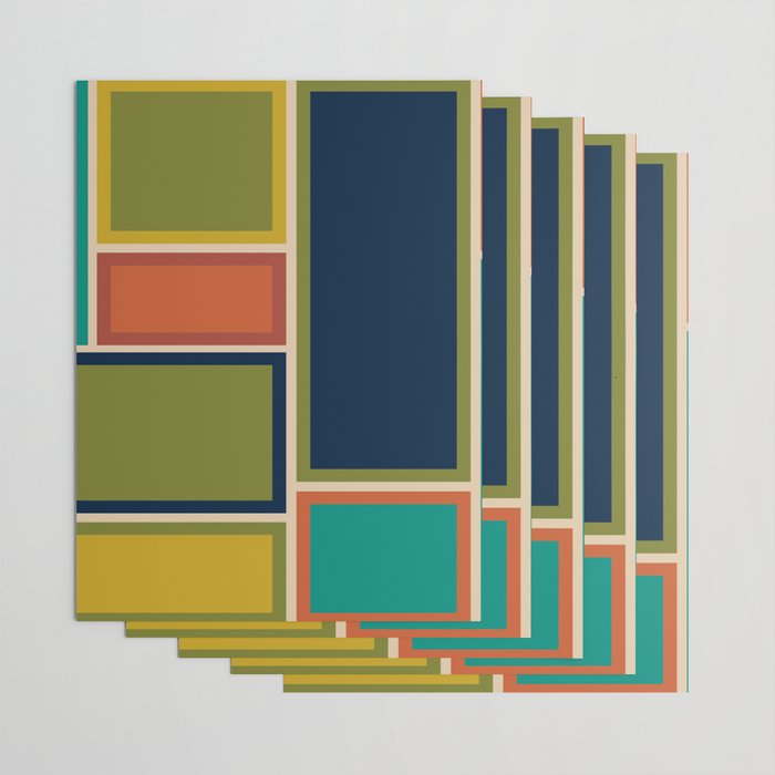 Modular Midcentury Modern Geometric Pattern in Retro Mid Mod Colors Wrapping Paper Gallery Image 3