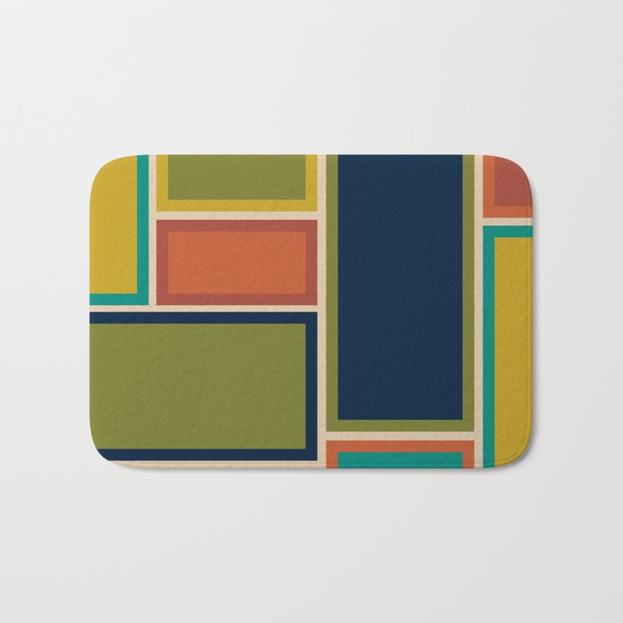 Modular Midcentury Modern Geometric Pattern in Retro Mid Mod Colors Bath Mat Gallery Image 1