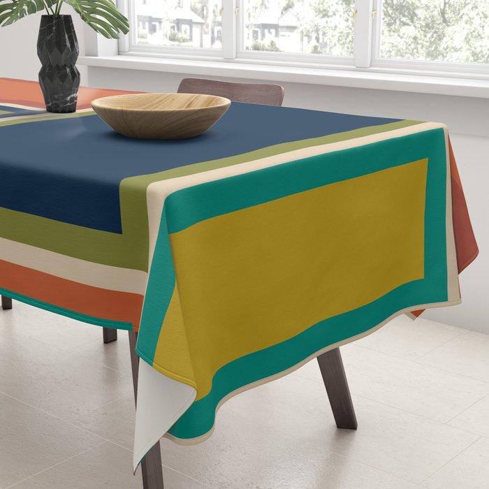 Modular Midcentury Modern Geometric Pattern in Retro Mid Mod Colors Tablecloth Gallery Image 3