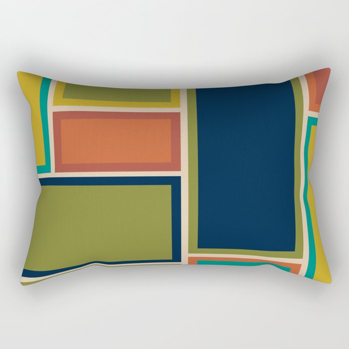 Modular Midcentury Modern Geometric Pattern in Retro Mid Mod Colors Rectangular Pillow Gallery Image 1