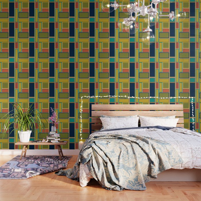 Modular Midcentury Modern Geometric Pattern in Retro Mid Mod Colors Wallpaper Gallery Image 3