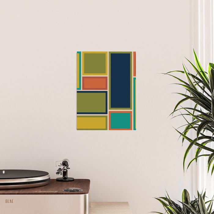 Modular Midcentury Modern Geometric Pattern in Retro Mid Mod Colors Poster Gallery Image 2