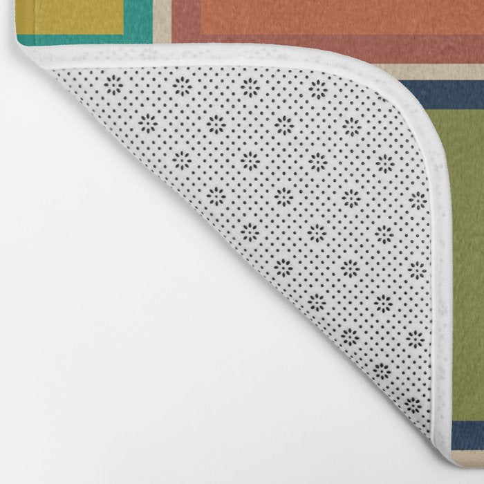 Modular Midcentury Modern Geometric Pattern in Retro Mid Mod Colors Bath Mat Gallery Image 2