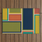 Modular Midcentury Modern Geometric Pattern in Retro Mid Mod Colors Outdoor Rug Gallery Image 1