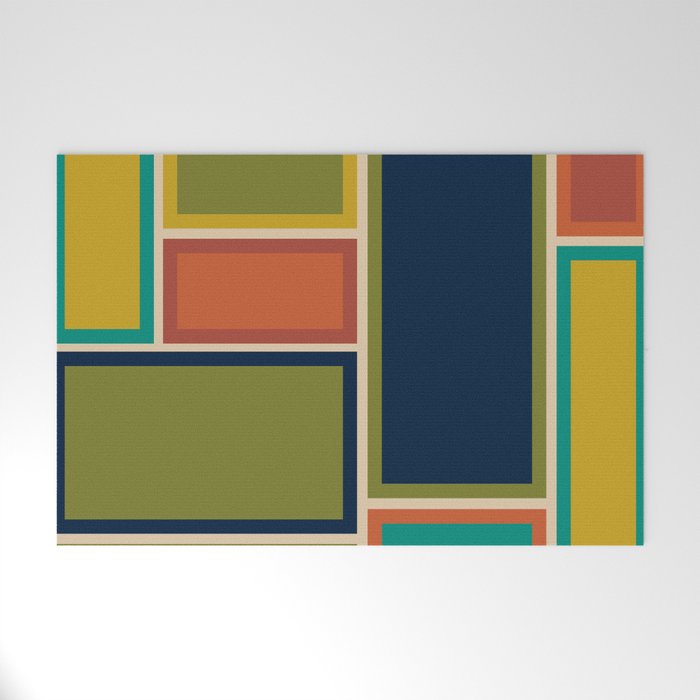 Modular Midcentury Modern Geometric Pattern in Retro Mid Mod Colors Welcome Mat Gallery Image 1