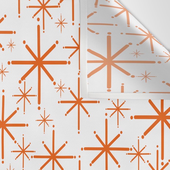 Twinkling Starbursts Mid Century Modern Pattern in White and Orange Wall Tapestry Gallery Image 3