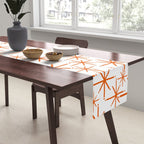 Twinkling Starbursts Mid Century Modern Pattern in White and Orange Table Runner Gallery Image 2