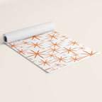 Twinkling Starbursts Mid Century Modern Pattern in White and Orange Yoga Mat Gallery Image 2