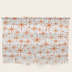 Twinkling Starbursts Mid Century Modern Pattern in White and Orange Wall Hanging Gallery Image 1