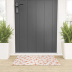 Twinkling Starbursts Mid Century Modern Pattern in White and Orange Welcome Mat Gallery Image 3