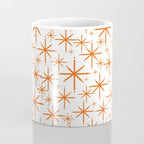 Twinkling Starbursts Mid Century Modern Pattern in White and Orange Coffee Mug Gallery Image 4