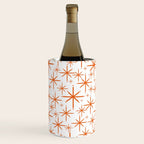 Twinkling Starbursts Mid Century Modern Pattern in White and Orange Wine Chiller Gallery Image 1
